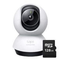 Cámara de seguridad TP-Link Tapo TC72, 2K QHD, 4 MP, Wi-Fi, interior, cobertura 360°, blanco + microSD 128GB